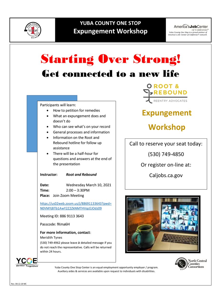 Coming up soon! Don't miss a chance to get rid of old baggage. This is a great company to work with during your record clearing process. This is an anonymous live zoom session with one on one follow-up services all for FREE.