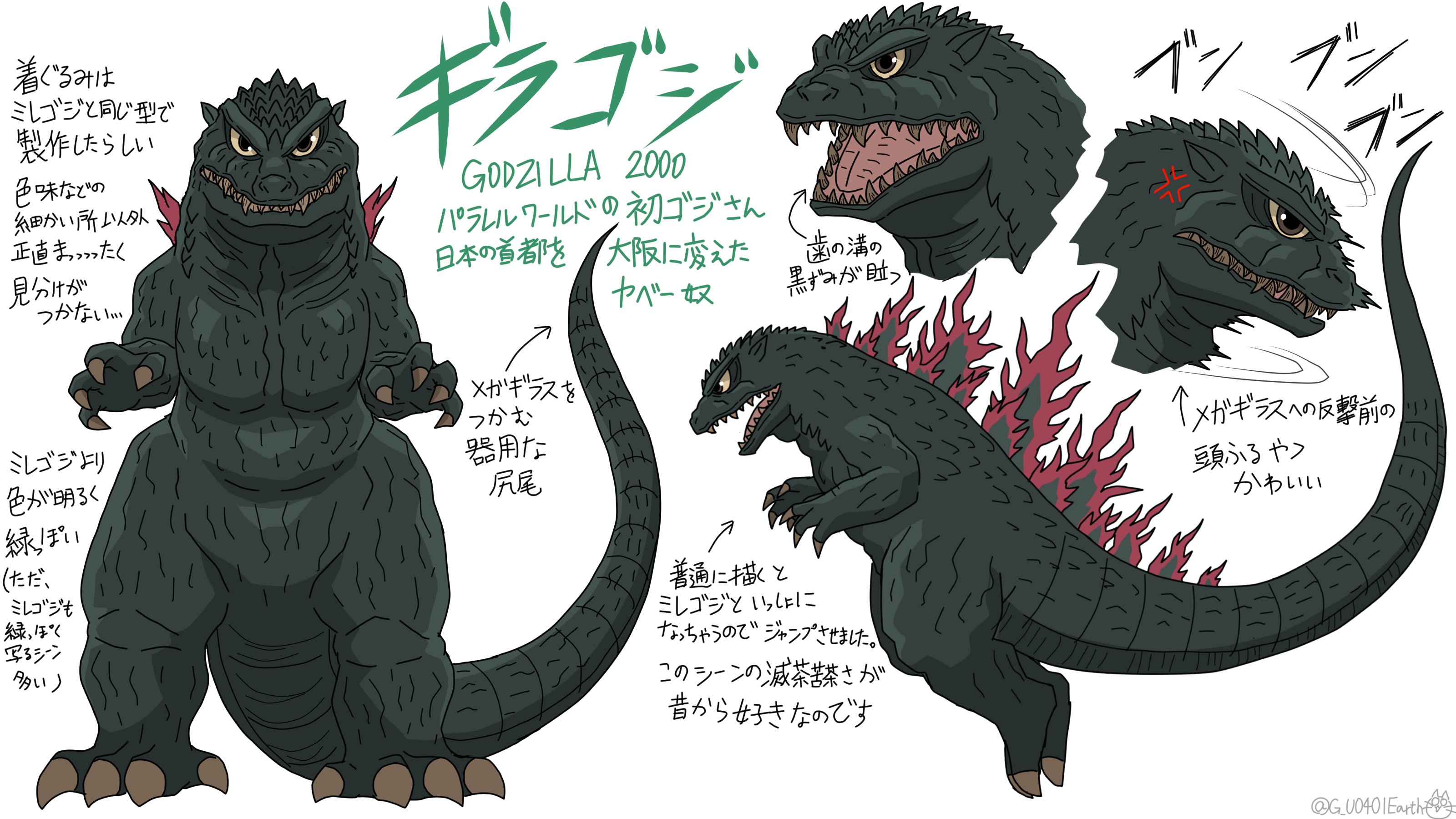 猫怪獣ノラ ギラゴジの デフォルメイラスト練習 ゴジラ Godzilla T Co 1rk2rw60 Twitter