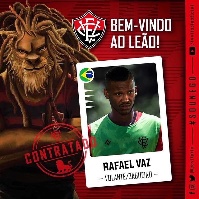 Ecvittoria's tweet photo. Bem vindo, Rafael Vaz! 

Oficializamos a contratação do volante/zagueiro Rafael Vaz, de 32 anos, que chega ao clube vindo do Al Khor do Qatar. O atleta chega em na quarta-feira e é mais uma opção para o treinador Rodrigo Chagas. 

#PegaLeao https://t.co/OMJJiY1lsv