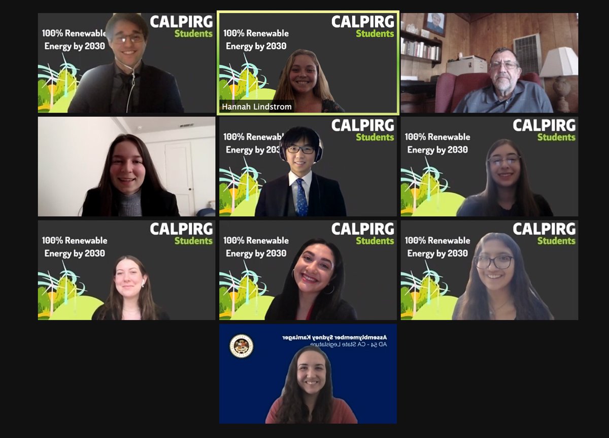 Thank you former <a href="/CALPIRGStudent/">CALPIRGStudent</a> board chair 🎉<a href="/jamiekennerk/">Jamie Kennerk</a> from <a href="/sydneykamlager/">Sydney Kamlager</a>'s office for meeting with us to discuss the transition to clean, renewable energy! Thank you Assemblymember Kamlager for serving <a href="/UCLA/">UCLA</a> students and your leadership on #climate change!
