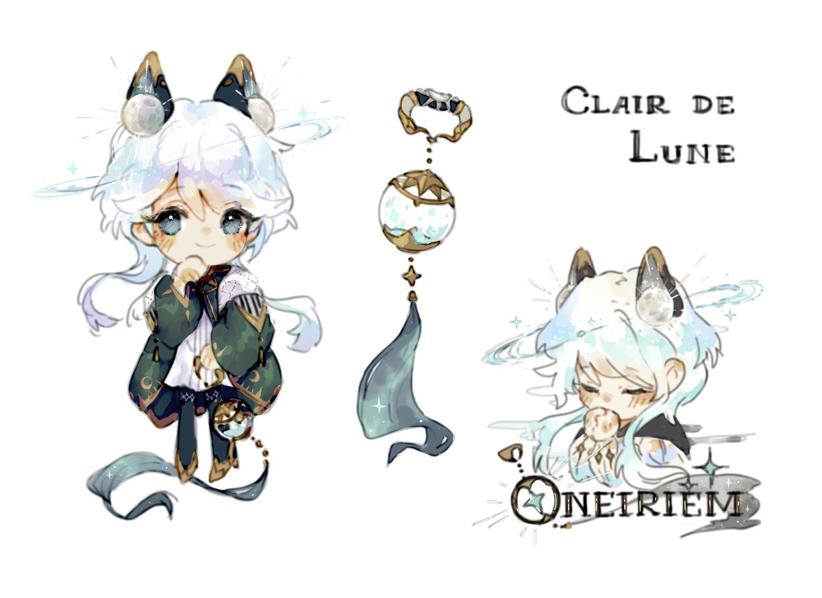 OC of the Day: Clair de Lune

She's a lil dream-ghost called an Oneiriem! Her job is to collect the dreams of her master each night and store them safely in her chime/orb. Born from the astrophobia of her creator, she does have a bit of a fearful relationship with the moon. 