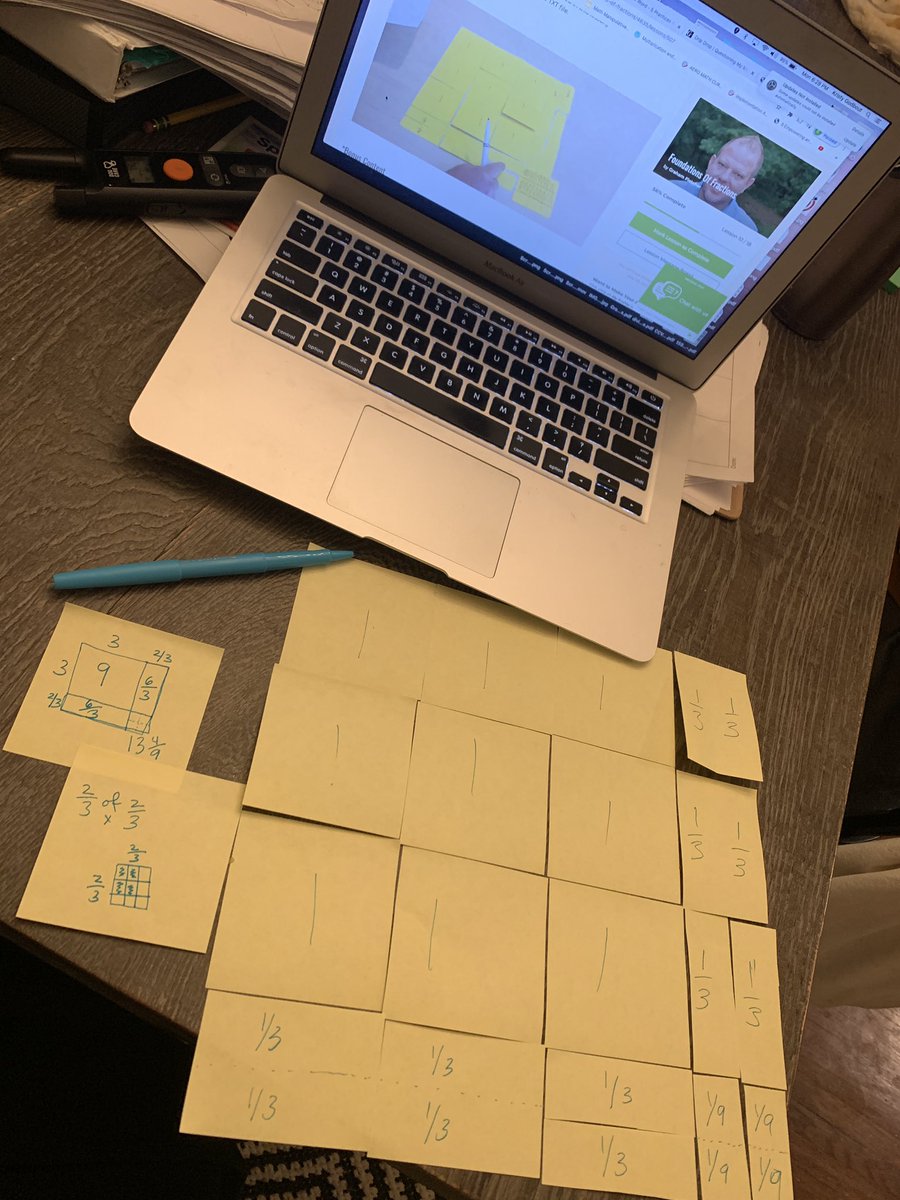 kngodbout's tweet photo. Just another Monday night with @gfletchy #fractionscourse #cslaSTEM #mathschat #3acttasks #lifelonglearner Concrete comes first when building true conceptual understanding. https://t.co/zRnmmWjMMh