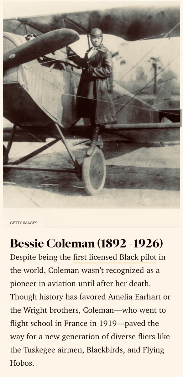 ToksOmishakin's tweet image. As we leave #BHM2021 and start #WomensHistoryMonth let’s not forget the first Native American and African American to earn an int pilots license by having to temporarily move to France! Honor the legacy of #BraveBessie ⁦@COMTO_National⁩ ⁦@FAANews⁩ ⁦@USDOT⁩ ⁦