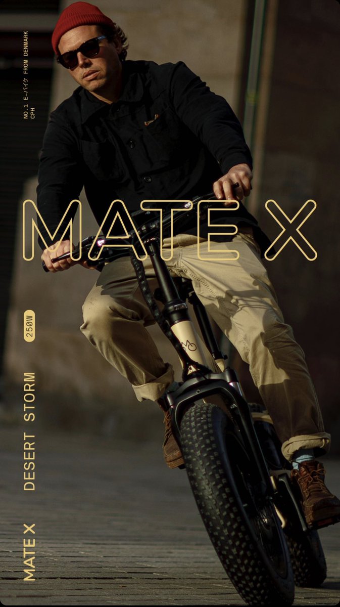 ファットなタイヤが街乗りからアウトドアシーンまで、あなたの走りを安定させてくれる。
MATE. X 間もなく日本上陸。🇯🇵🇩🇰

#matebike #matebikejapan  ＃電動自転車　＃電動アシスト自転車 #eバイク