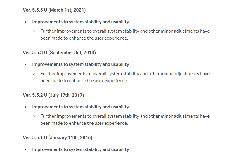 Nintendo Wii U actualización parche marzo 2021 5.5.5. U