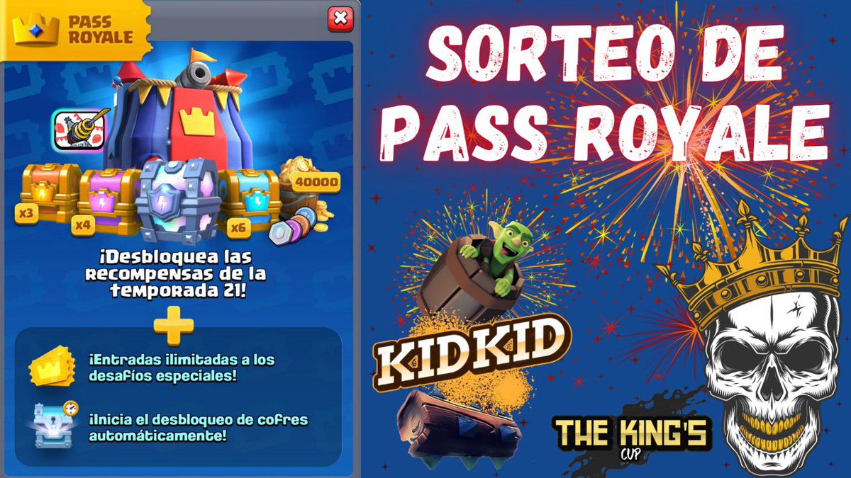 🔥Sorteo de 2 Pass Royale🔥
Requisitos: FAV❤️, RT✅, Seguir a...
🔹<a href="/TheKingsCups/">TheKingsCup</a>💀👑
🔹<a href="/kidkid_CR/">kidkid</a>
🔹<a href="/AgusMtz__/">AgusMtzC</a> 
Termina el viernes👀
 💰Pago por PayPal💰