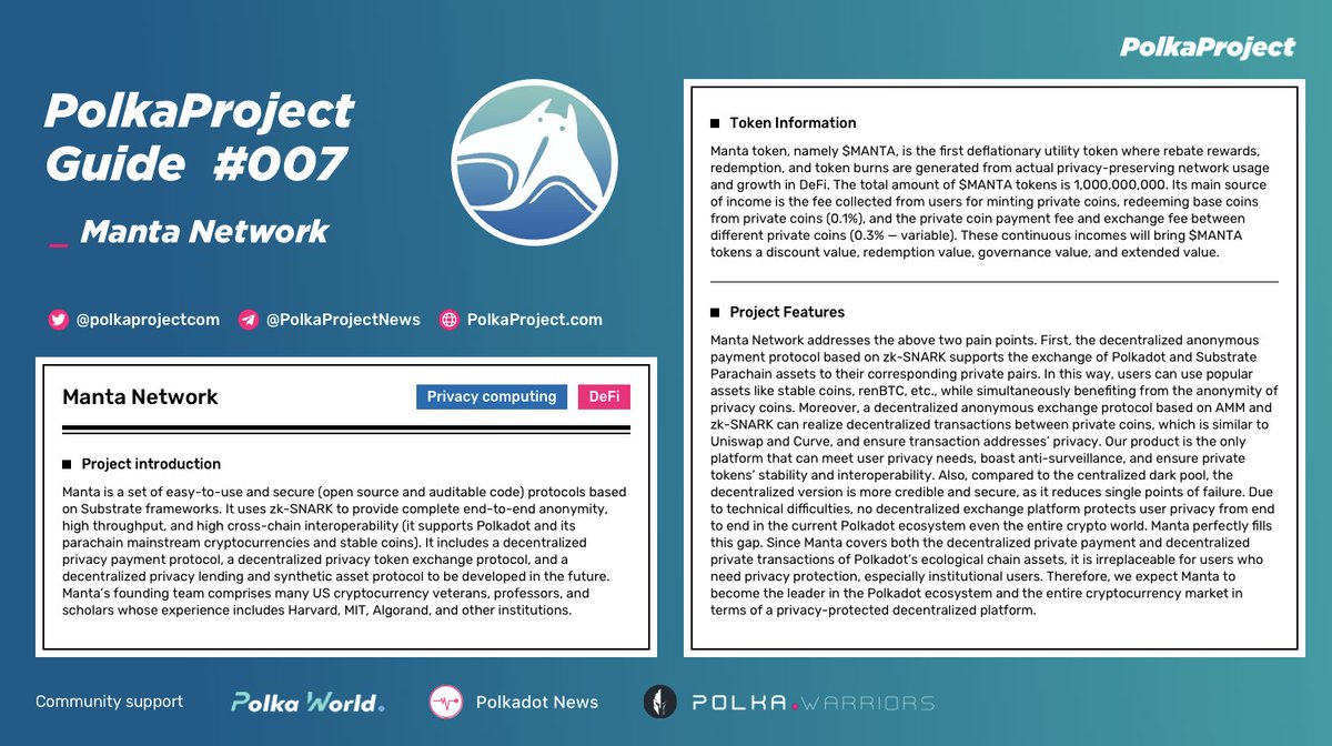 polkaprojectcom's tweet photo. https://t.co/dcW9DTnbuZ Guide #007: Manta Network

🎁 @MathGiveaway 3 $DOT to 20 winners #win at random
1. Follow @polkaprojectcom and @MantaNetwork 
2. Tag 3 friends
3. Retweet
Tracking &amp; Claim 👉 https://t.co/WbVmCT9vlw 

Welcome to Join https://t.co/pADjXUSYdz https://t.co/qRSGWa9PBi