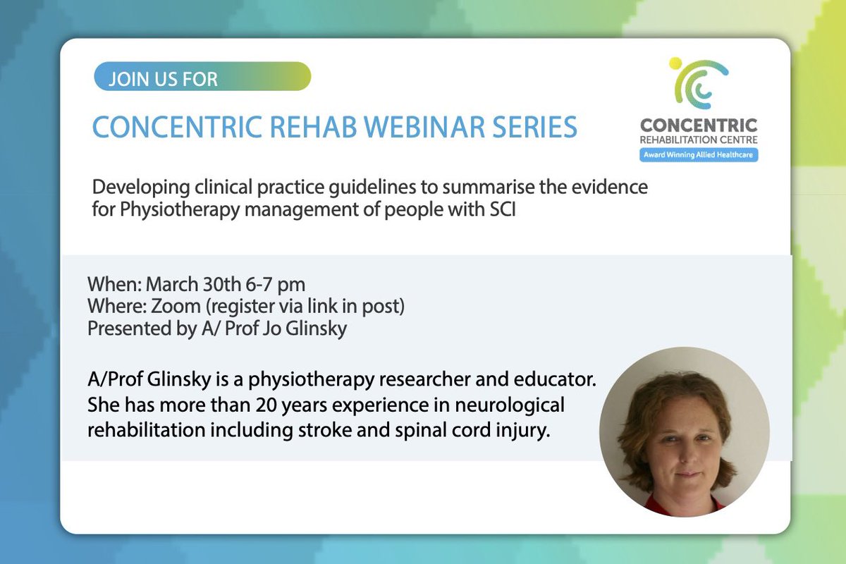 kscriv2013's tweet photo. Upcoming free webinar about Physiotherapy in SCI. Here’s the link to register: 
https://t.co/dDQ6hHK23R https://t.co/i7LfgsOJil