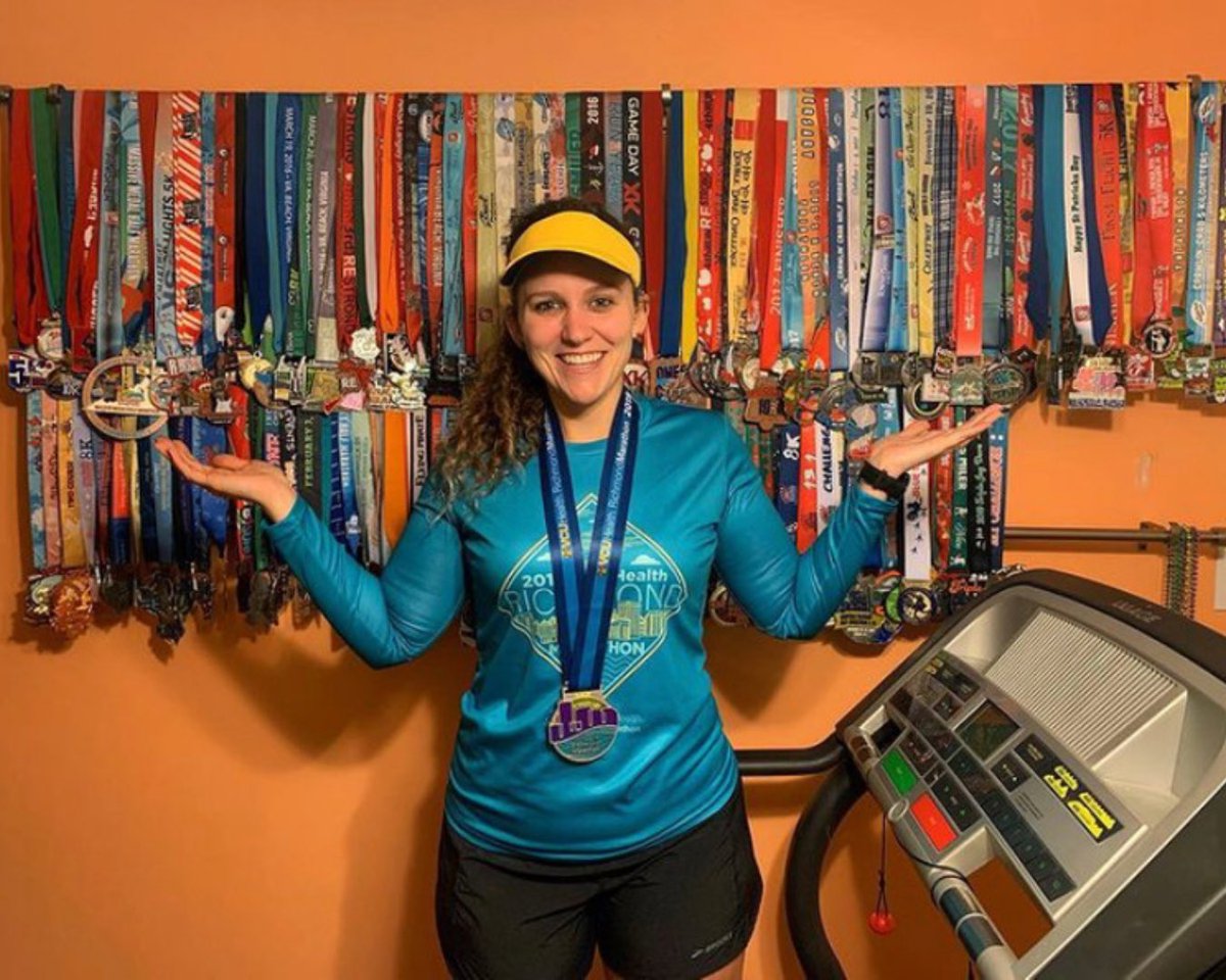 RunVirtual365's tweet photo. Some bling wall motivation for #medalmonday from @taylor_runs 🏅

Also, treadmill in front of the medal wall? Genius 💪🏼

#virtual365 #virtualrunning https://t.co/FCTA8C0EI1
