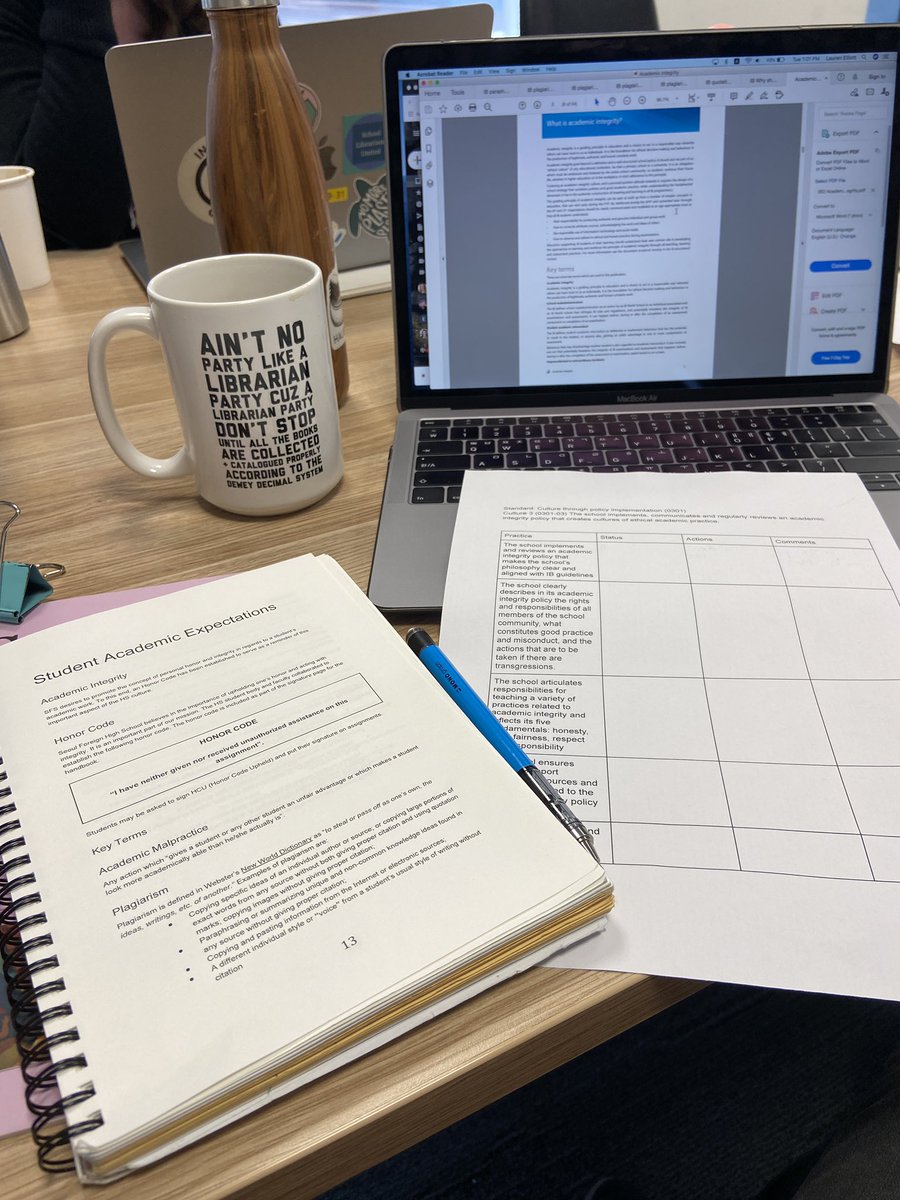 LibraryLauren1's tweet image. Working today with the SFS library team and @piotr_kocyk on our school-wide academic integrity policy. Principles, practices, responsibilities #iblibrarians #intlchat #sfs1912 @brendakr28 @HanrattyHazel