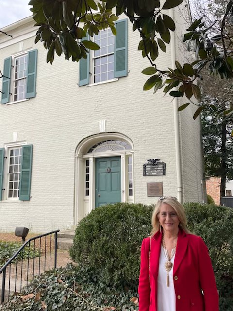 GOPJunkie's tweet photo. Super visit at Pres James Polk home @JKPolk_Museum Fascinating- he added 1M sq miles to America. His wife was instrumental in having “Hail to the Chief” played for POTUS arrival. He died 3 mo after his 1 term- Mrs Polk lived 42 more years https://t.co/aquYPabF18
