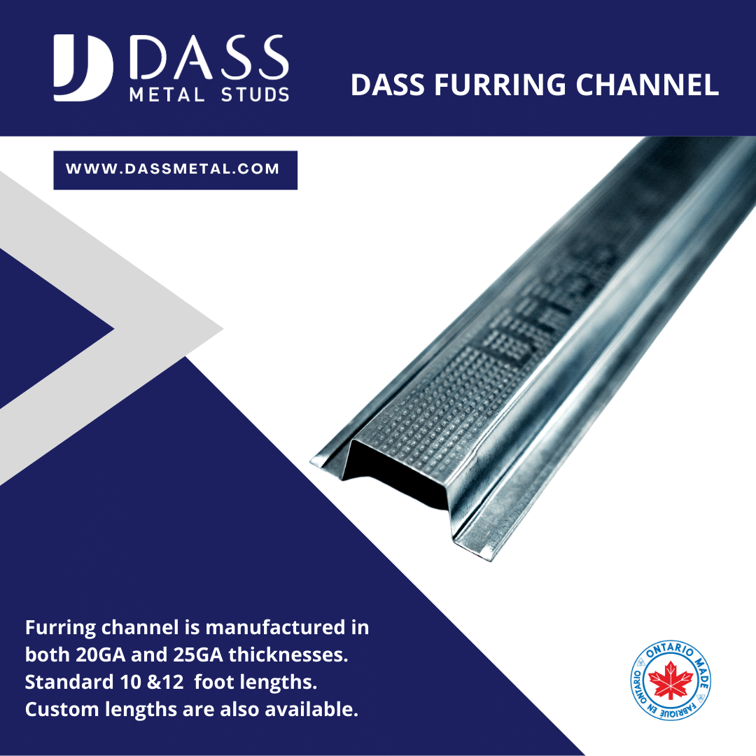 Dass Furring Channel.
Custom Lengths are available upon request.
.
.
For Distributor Enquiries Call us now at 905-677-0456.
#dassmetal #dassprostud #steelstuds #steelframing #canadianconstruction #metaltracks #structuralframing #steelframing #canadiansteel