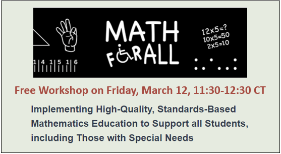 MathForAllPD's tweet photo. Learn how to address special needs &amp; ALL needs in the elementary math classroom. Math for All joins our partners at IRC @IL_Resource_Ctr for a free workshop on Friday, March 12.
Learn more and register: https://t.co/iaceWXVmxZ
#iledchat #ICTMchat #multilingualil #elchat #dualchat https://t.co/P92w3jB7nR