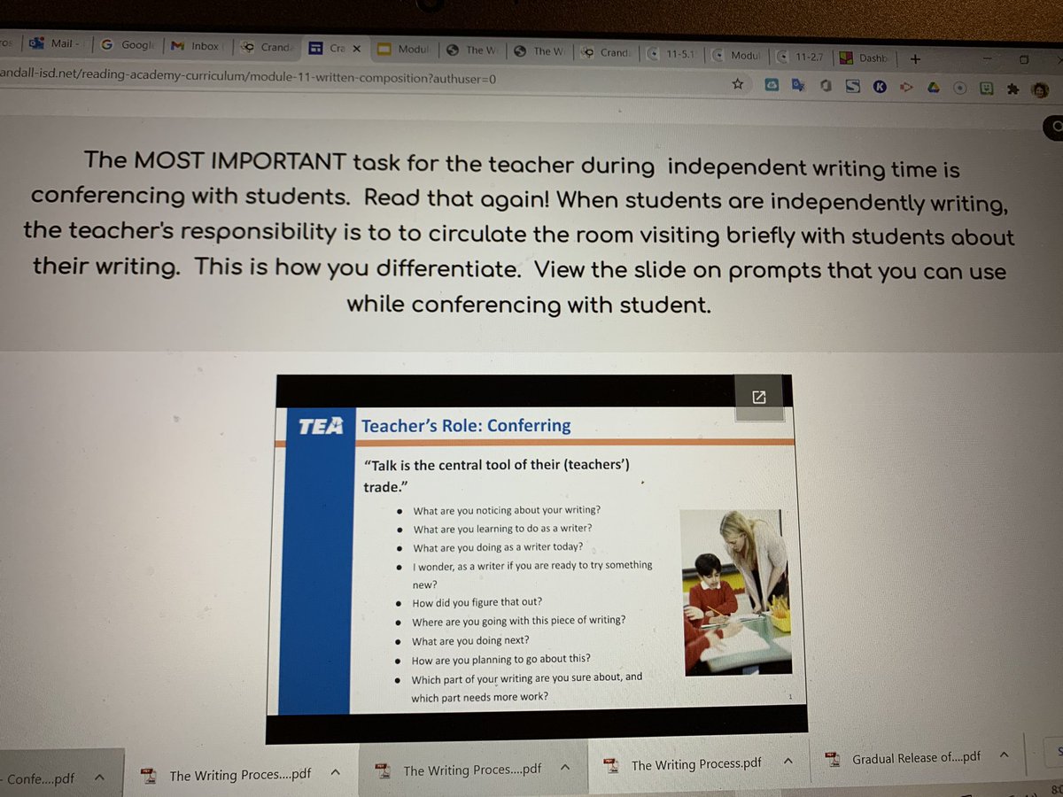 M_Inurrigarro's tweet photo. It is extremely important to confer with students during independent writing time! #CISDReadingAcademy #ImInTheGnomeCISD https://t.co/V398ZZ7f2K