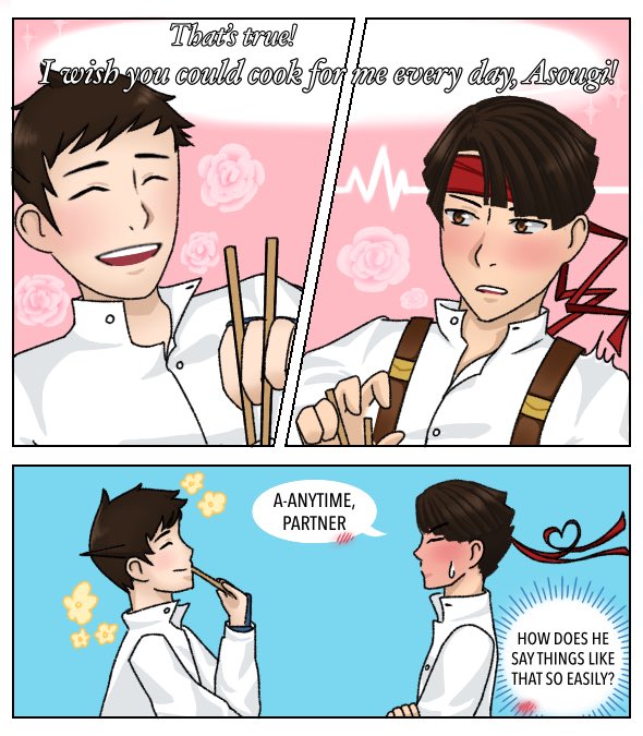 Apparently traditional Japanese marriage proposals were vague like "Will you cook miso soup for me every morning," so Ryuu would totally say it, innocently, unaware of the chaos he causes,

#asouryuu #DGS #DaiGyakutenSaiban #大逆転裁判 