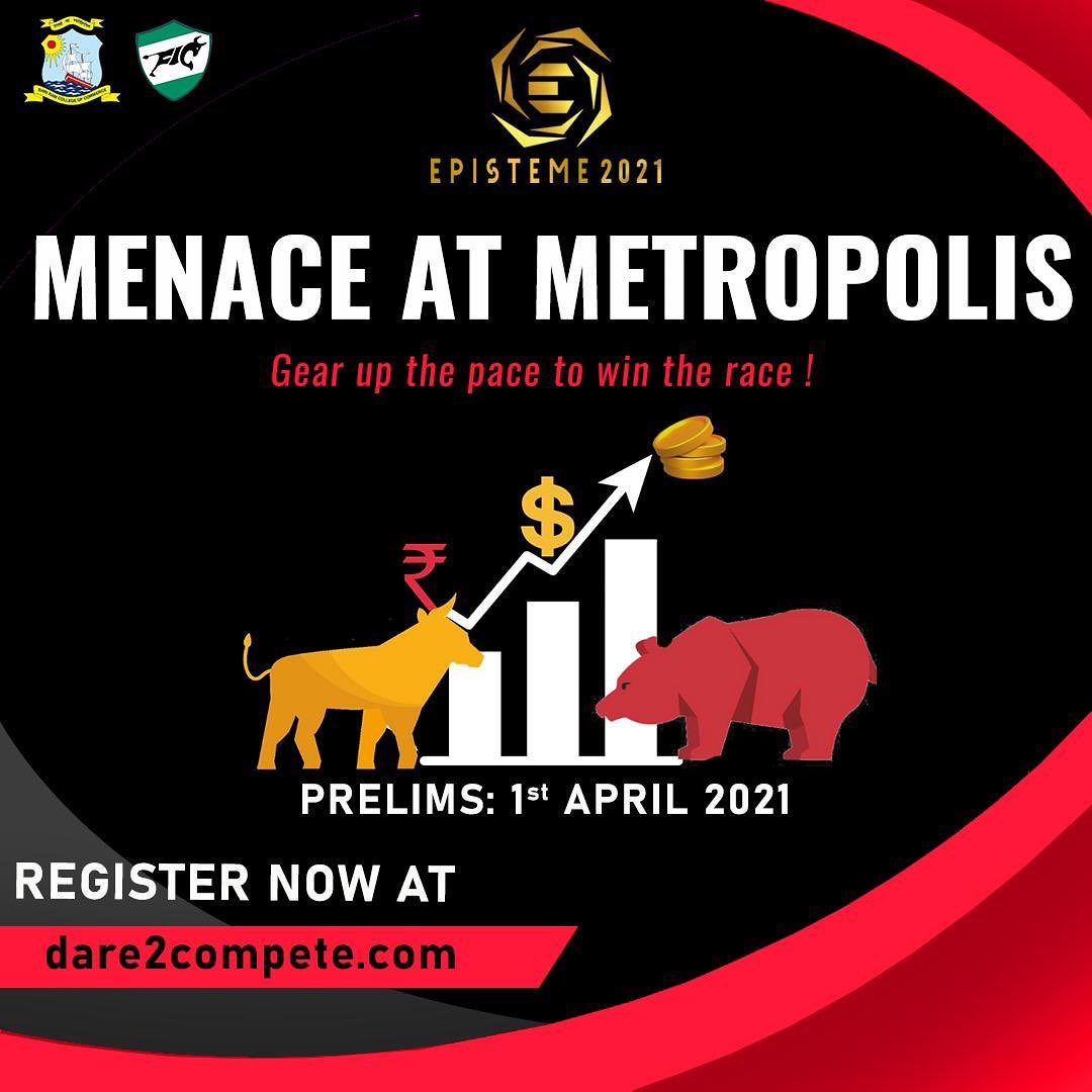fic_srcc's tweet photo. With Episteme'21,FIC SRCC brings to you- MENACE, a stock market simulation event that will test your grit, stoicism and financial acumen. So get ready and gear up the pace to win.
Register Now!
#finance #srcc #mockstock https://t.co/TSe3GTikAW