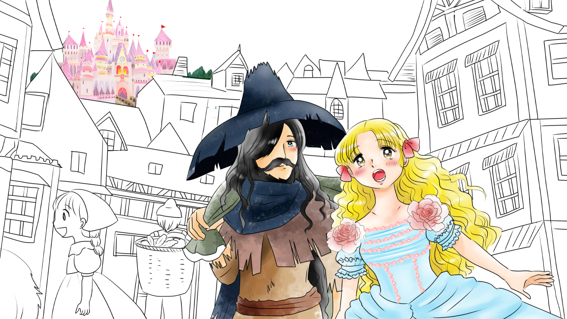 昨日描いた絵です(*'Д`)
恋の魔法ペン入れ、イラストACさん素材ちびモブ会社員、昔話「つぐみひげの王様」色塗途中、新親父猫とうさぎアザラシ完成 