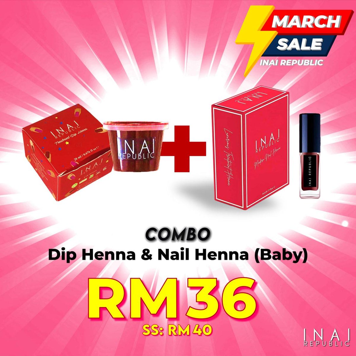 AinaStore22's tweet photo. Dah calit inai republic ke belum gais? 🤭 Alhamdulillah dah masuk bulan baru, warna kuku pom haruslah baru 👀 Jangan risau tak perlu  pakai cutex bagai, inai republic kan ada 😍
Cepat piyem untuk dapatkan harga kasih sayang 😍
#InaiViral
#InaiModernNo1Malaysia
#InaikanSatuMalaysi https://t.co/5ZALsgWk0F