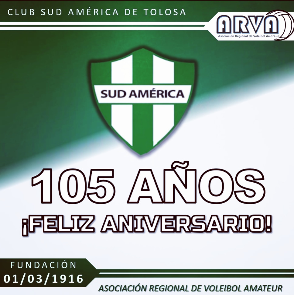 🟢🏐🌎 ANIVERSARIO 🌎🏐🟢

El Club Sud América de Tolosa cumple un nuevo año, habiendo sido fundado en 1916.

Con participación en inferiores y mayores, Suda es uno de los representantes platenses de los torneos de ARVA.

Desde la Asociación, le deseamos un feliz aniversario.