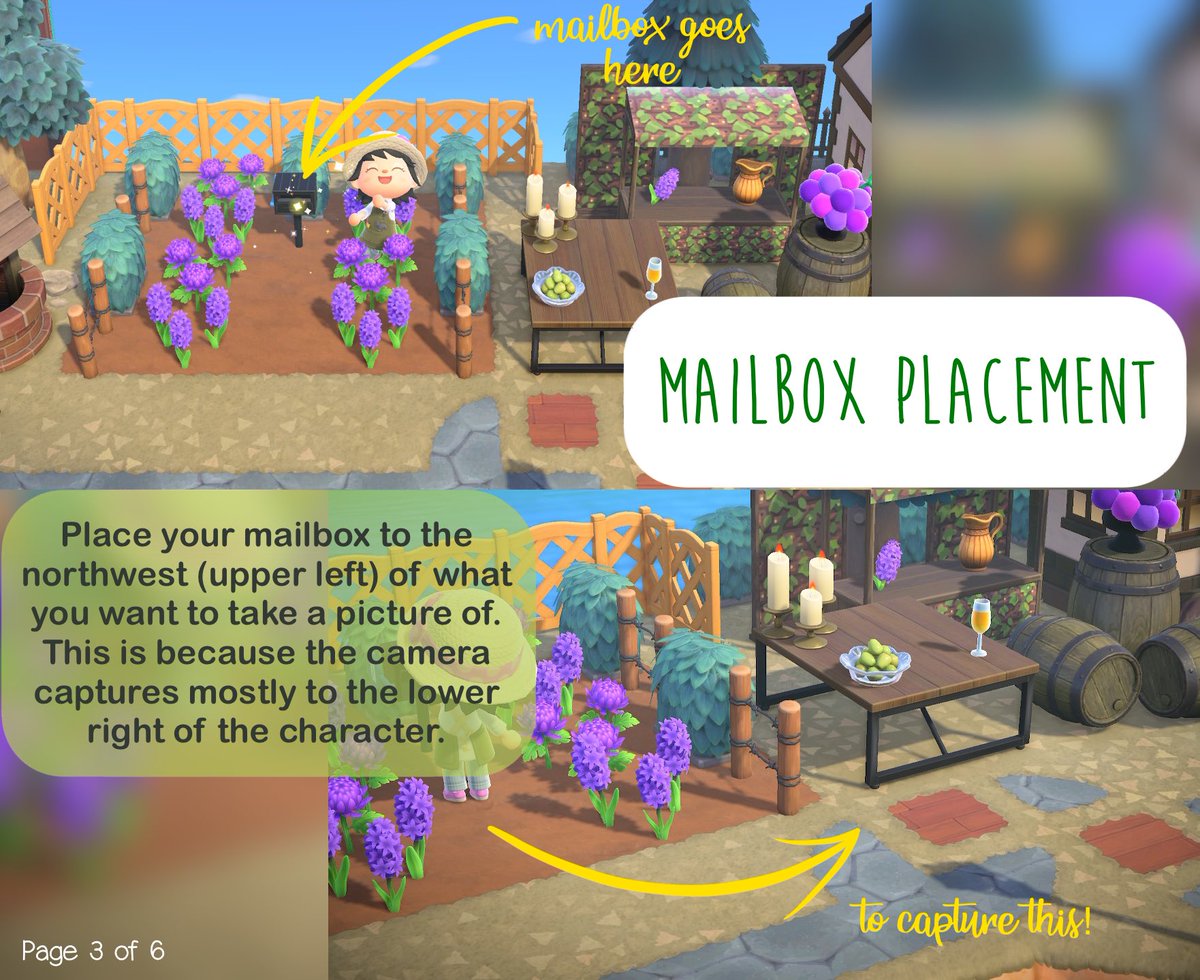 KatuCrossing's tweet photo. (1/2) A friend asked me to write a guide on how the mailbox camera trick works. It’s pretty simple, but I figured I’d make a little tutorial with tips based on my own experience. I’d love to know yours too!

#acnhtutorial #acnhresources #ACNHDesign #AnimalCrossing #ACNH https://t.co/IuGhGMkqGB