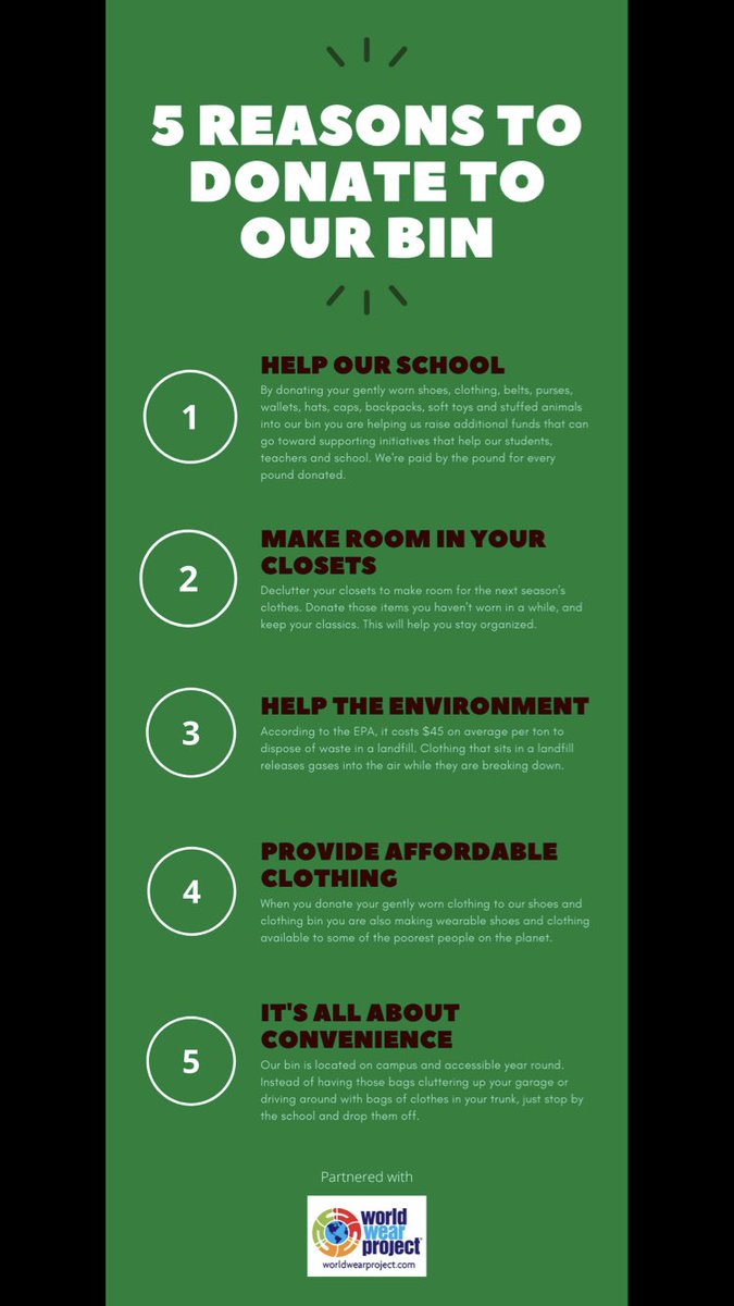 5 reasons to donate to our Bin!#creekviewleads