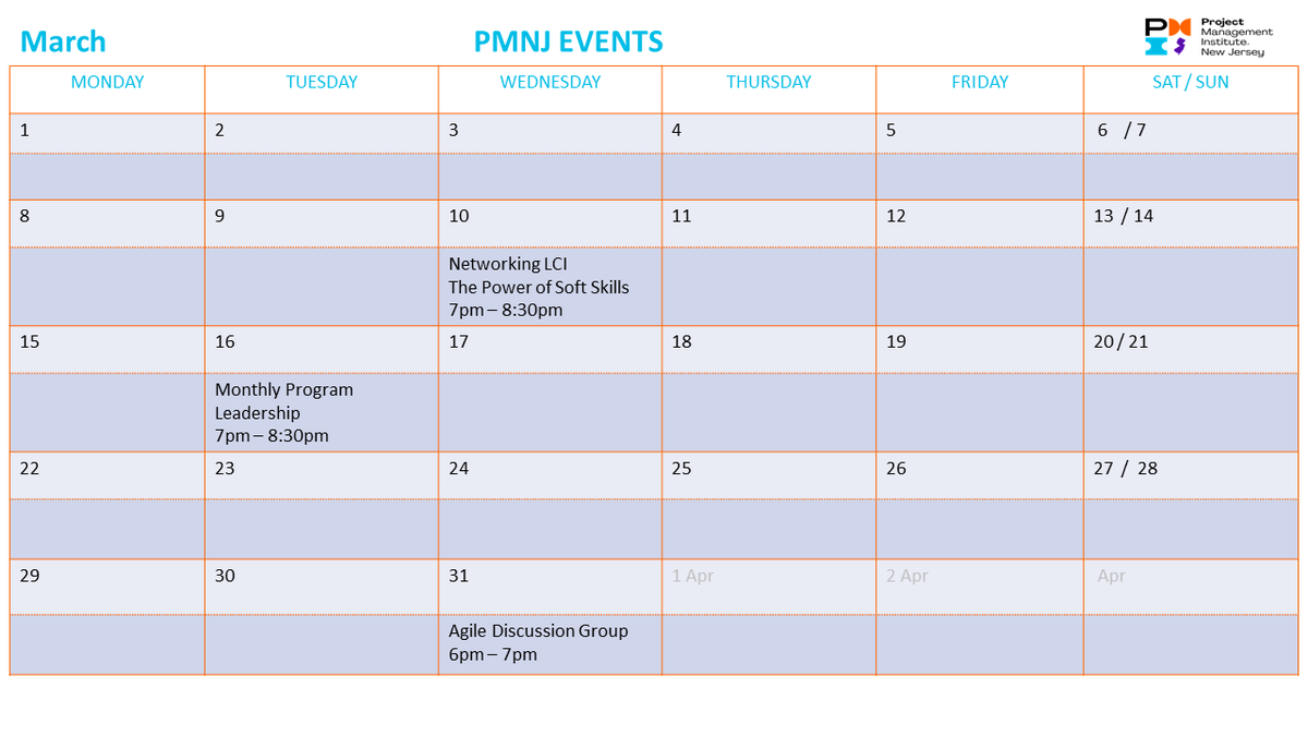 IgorZdorovyak's tweet photo. Be In the Know!

Here’s what PMINJ has in store for you this month.

#PMINJ
#PMI

https://t.co/9ne6sGUeYG

Come and Join Us for the upcoming PMINJ events! https://t.co/MxwXE2RVs1