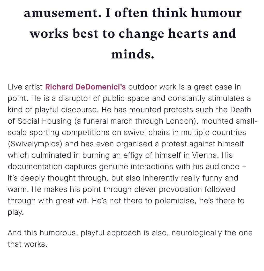 DeDomenici's tweet photo. Lorna Rees of @thegobbledegook has written an excellent article about #outdoorarts & #activism for @WWconsortium. It’s a terrific read - even though paragraph 12 is far too generous.🪧💃🏽🏴☠️
https://t.co/cjmG8m10Bj
#DisruptionAndJoy #LornaRees
#DeathOfSocialHousing
#ChorusLineRedux https://t.co/GBAMxgiEG5