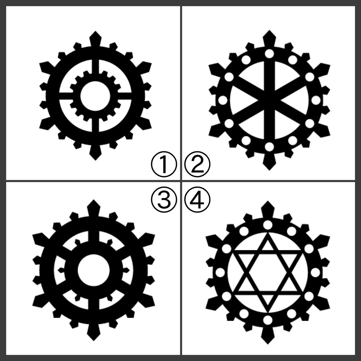 まだ時間があるけどほぼ決まったようなものなので昨日のうちに作っちゃってました。こんな感じ。歯車というよりは輪宝だけど…

どれがいいかリプにアンケート繋げます 