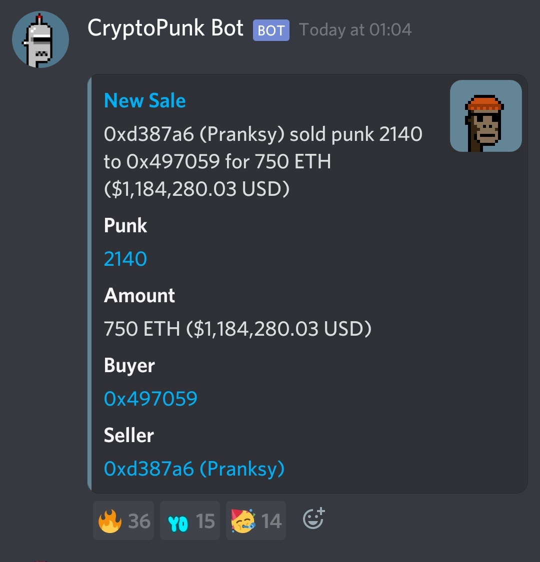 Pranksy Easy Come Easy Go They Say I Bought A Larvalabs Cryptopunks Ape For 400 Eth On Feb 22nd 21 I Just Sold The Same Ape For 750 Eth
