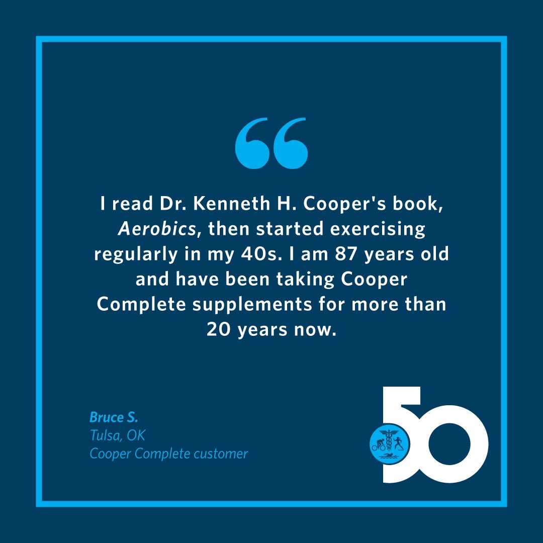 CooperAerobics's tweet photo. Motivated by Dr. Kenneth Cooper's bestseller. Read how one customer was positively influenced by Cooper in multiple ways. #motivationmonday #coopercomplete #aerobics #vitamins #supplements #exercise #fatherofaerobics #healthylifestyle https://t.co/xBLtOMV0f4