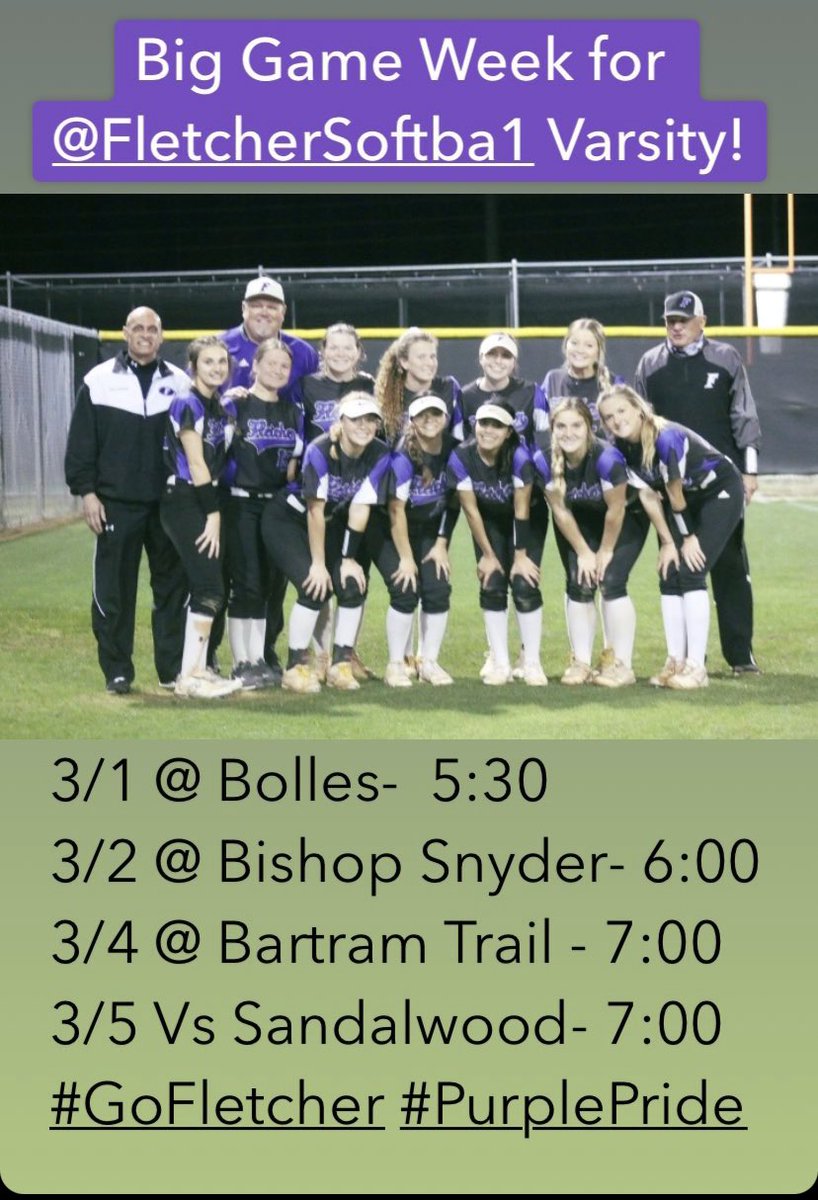 FletcherSoftba1's tweet photo. @FletcherSoftba1’s Emily Perry drives in 5 runs w/ a DB &amp; #OTF (&amp; into @Bolles_Swimming pool) #HomeRun to lead Varsity past @BollesSoftball 10-5! Chloe Brown with a #Triple, @Daciewatterson1 &amp; Jadyn Rogers w/ multiple #BigHits  Presley Harrell took the W w/ 5 #Ks #FletcherPride! https://t.co/umEJq2fk2J
