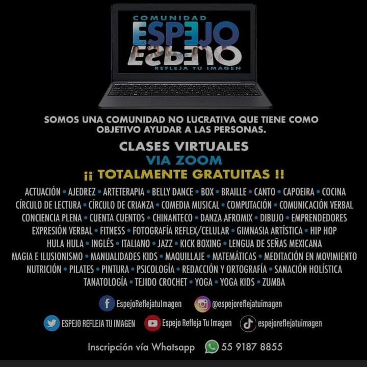 Ino85246953's tweet photo. Clases gratuitas por zoom!!!! https://t.co/4FiCBrXtvu