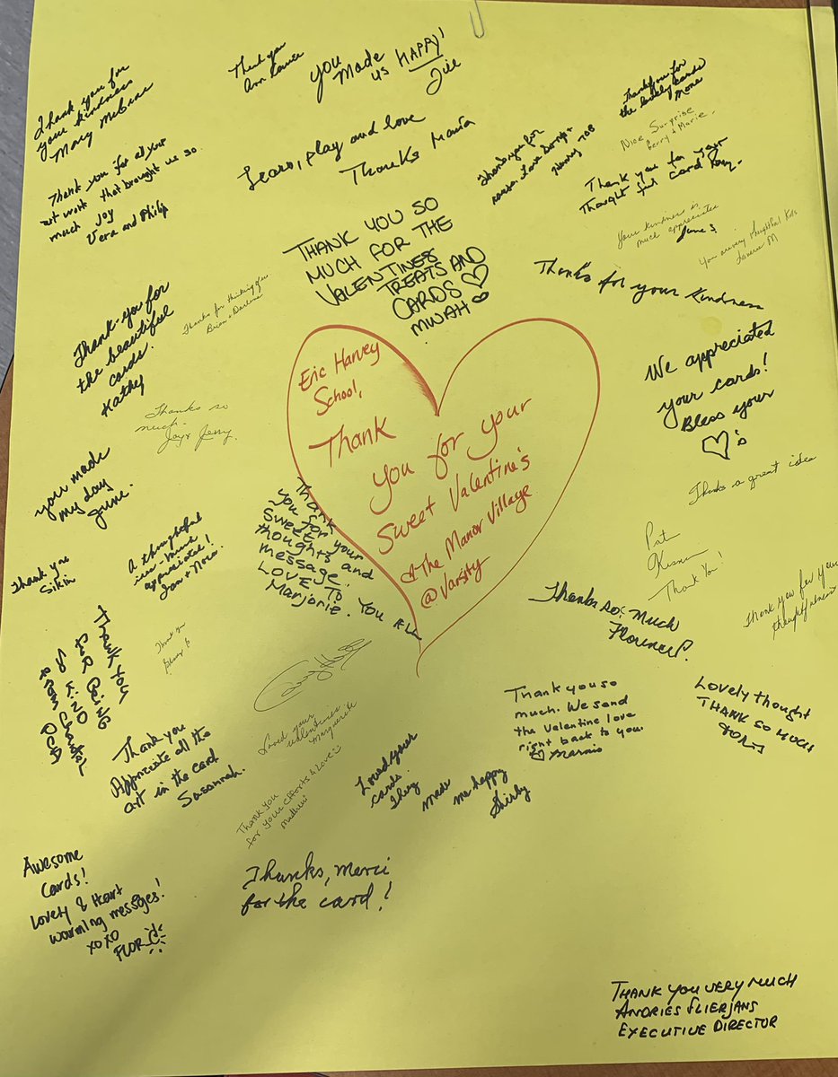 LorraineKinsman's tweet photo. Our Peace Ambassadors & students were delighted to receive this beautiful thank you note from residents at The Manor Village at the Groves of Varsity! We sent them surprise Valentine wishesππ We are all in this together #EHSOurstory #PeaceEd https://t.co/VLbRsZTXll