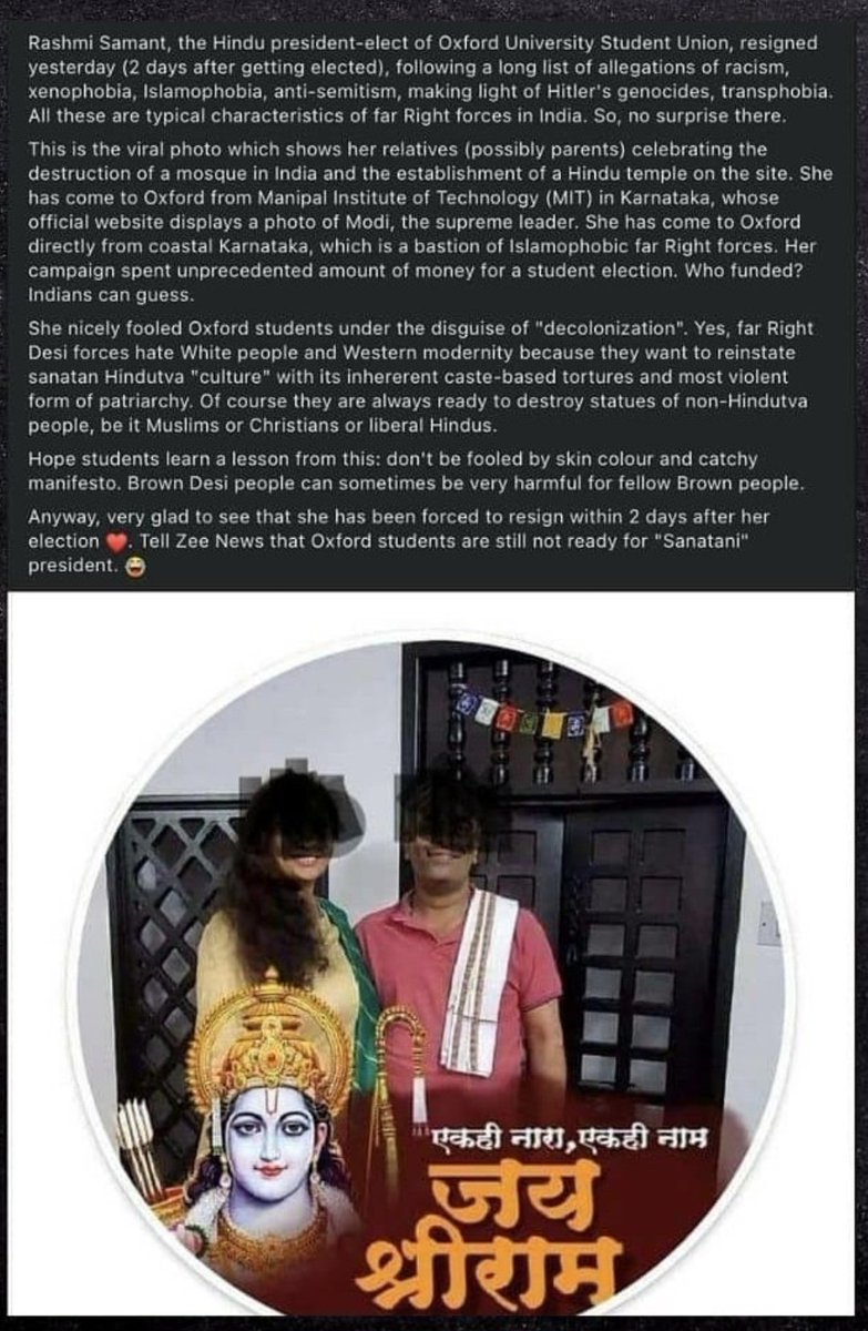 INSANE! Rashmi Samant the 1st Indian President of Oxford SU stepped down bcz she ws bullied,abused f...