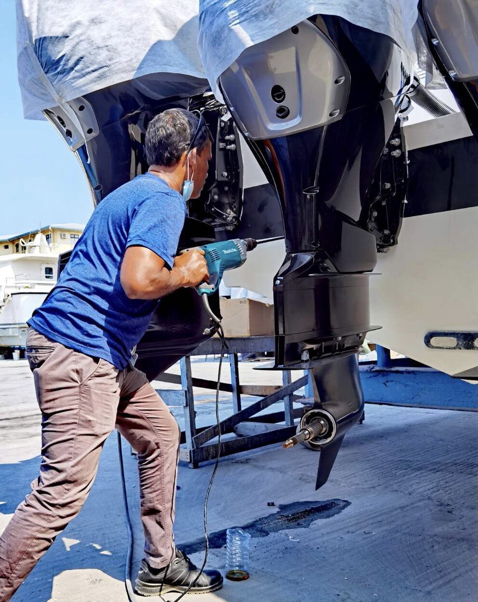 MTCCkashavaru's tweet photo. It was an honor for #TeamMTCC to recommend the best engine option and successfully completed a Quad Installation of SUZUKI #DF325A on the latest edition of Yoosuf Speed, “Yoosuf Emperor”. We are ready for the sea trials.

#MTCCkashavaru
#MTCCplc 
#SuzukiMarine https://t.co/49rF8QmDYS