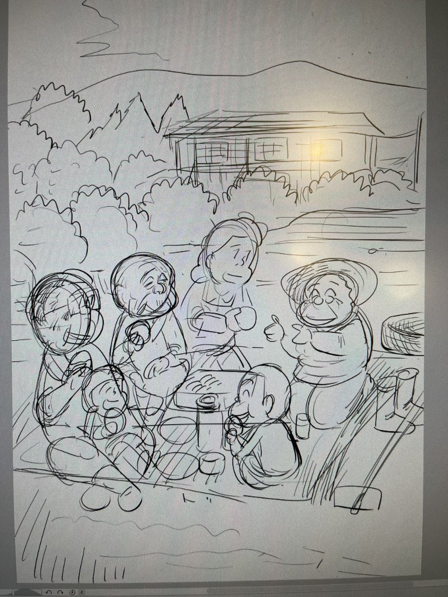 出遅れました
今からやります^_^

思い出食堂 扉絵 ラフ 