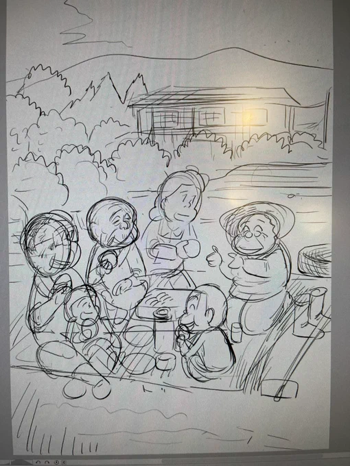 出遅れました
今からやります^_^

思い出食堂 扉絵 ラフ 