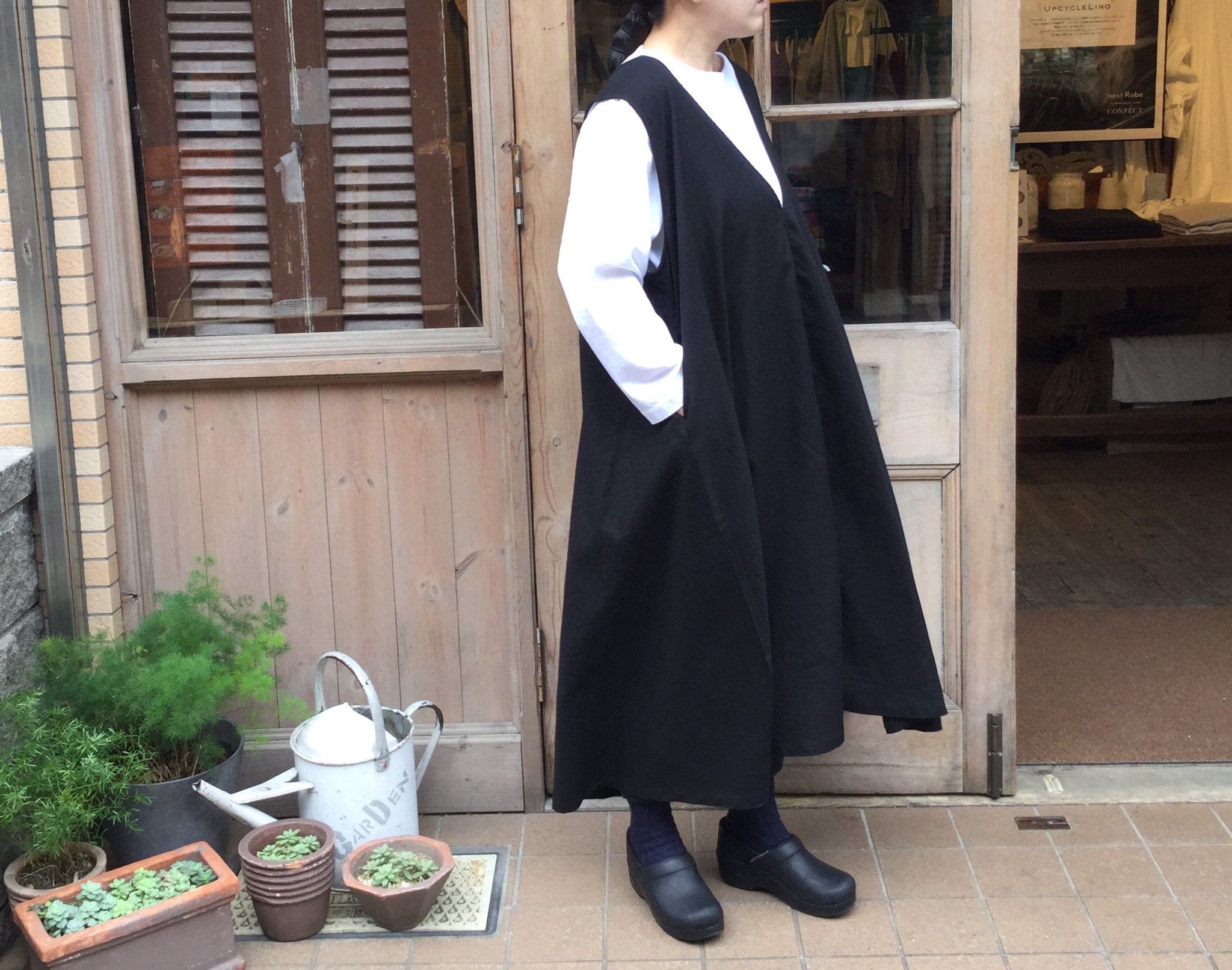 nest Robe リネン 3way サスペンダー スカート ブラック 4bd6773b06e67c01497986e4d97f13