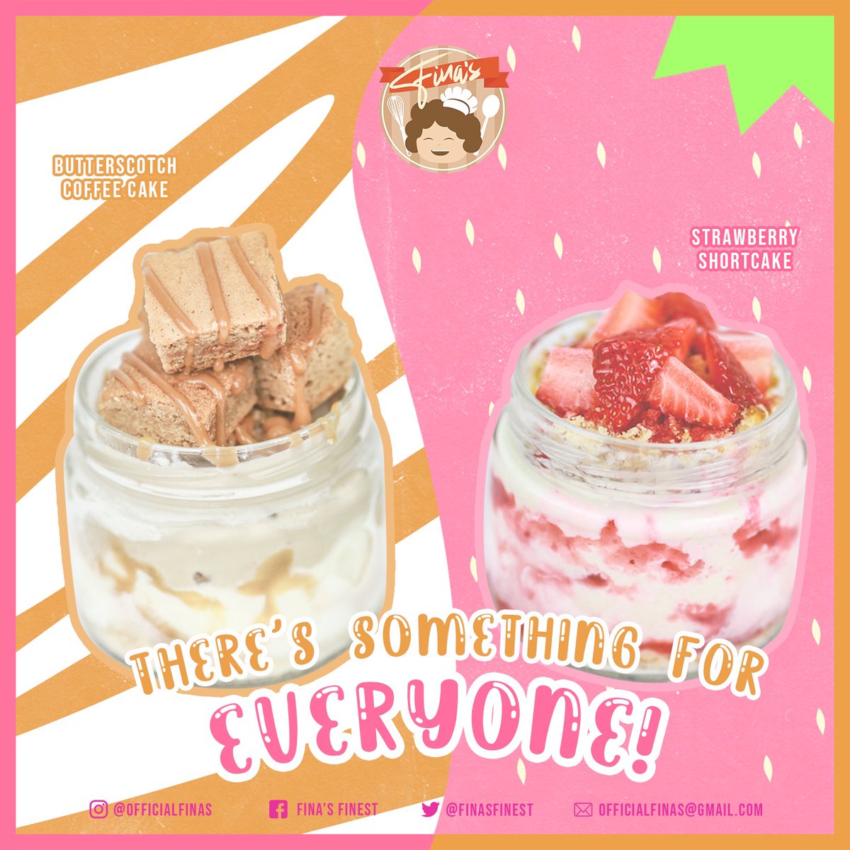 Need a little pick-me-up today? Try the fresh and fruity classic, Strawberry Shortcake, and the caffeine-charged Butterscotch Coffee Cake! Get a shot of energy and #bringhaFINAS to you today! Order now. ❄️☕️🥮🍓🍰