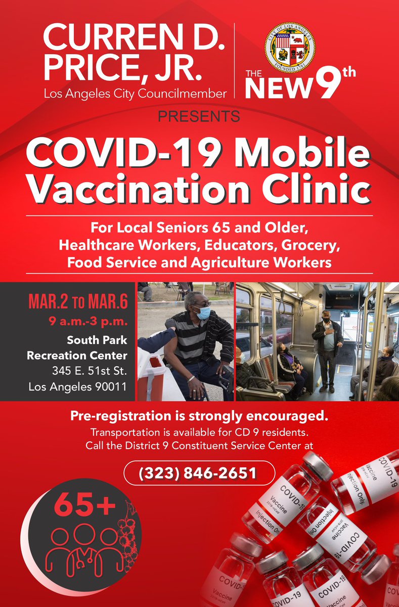 CurrenDPriceJr's tweet photo. Our District 9 COVID-19 mobile vaccination program continues. Next stop: South Park. https://t.co/Vhq9WfGZbn