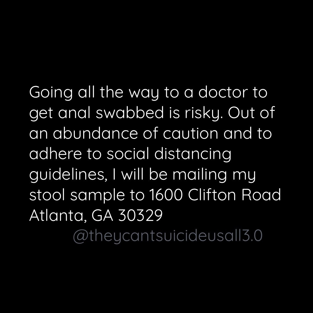 cantsuicideus's tweet photo. #thisisourshit #thisisouranalswab #StayHomeSaveLives https://t.co/i1U2FEJMsU