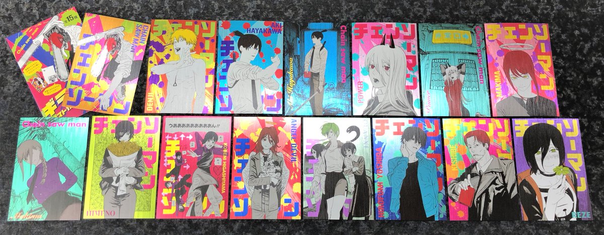ジャンプショップ Jump Shop 公式 チェンソーマン フェア原作新商品情報 3 4 木 発売 チェンソーマン からギラギラポストカードコレクションが登場 豪華なメタリック仕様 ギラギラ輝いてかっこいいぞ 背面には名シーンが 全15種