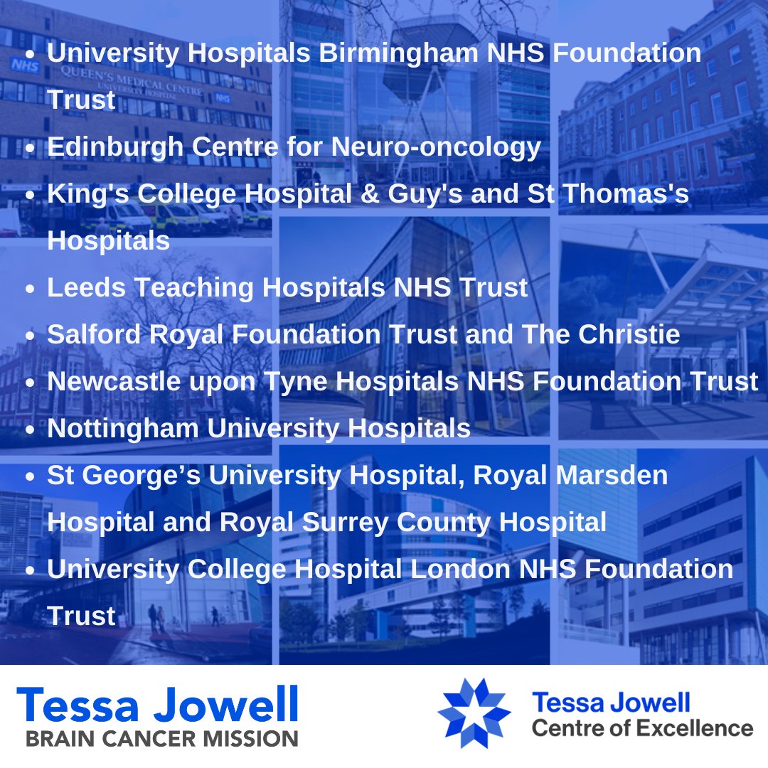 On behalf of the Tessa Jowell Brain Cancer Mission, we are so pleased to announce that 9 NHS brain tumour centres across the UK have been designated as a Tessa Jowell Centre of Excellence, delivering cutting edge science with a human-centred culture of kindness &amp; compassion❤️