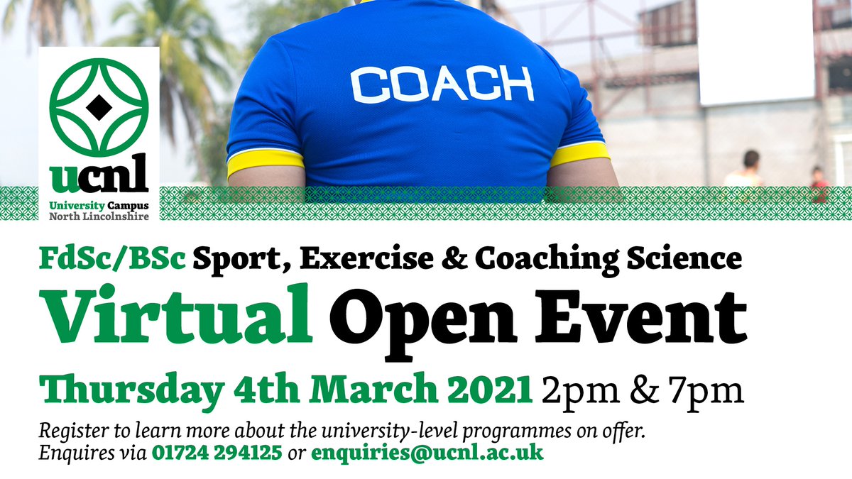 UCNLofficial's tweet photo. Don't miss out on the chance to hear from UCNL Sport lecturers this Thursday. See how this exciting degree programme can help you develop the right skills and industry knowledge.
Register here https://t.co/JRx7qL0XO3
#UCNL #Scunthorpe #Sport #NCW2021 https://t.co/8HcFu67IsX