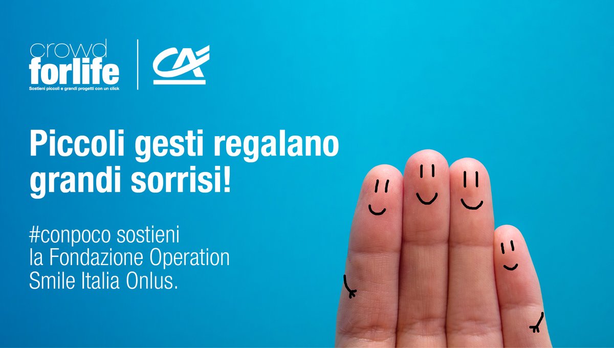 CA_Ita's tweet photo. Sostieni su #Crowdforlife la @OpSmileITA per la cura delle persone nate con malformazioni del volto. Partecipa alla raccolta fondi e regala un sorriso in più. #conpoco puoi fare moltO. https://t.co/3LFSaSazxc #moltopiùdiunsorriso https://t.co/5H4t9Jo0Gg
