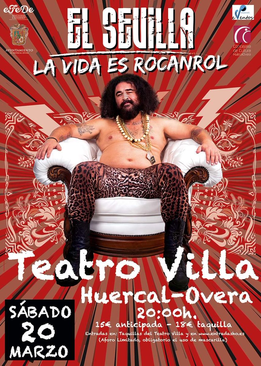 ‼️Buenos días,después de este gran e intenso fin de semana tenemos otra nueva fecha de "LA VIDA ES ROCANROL" con <a href="/MiguelelSevilla/">Miguel el Sevilla</a> 
📝Corre y anótalo en tu agenda!
📌Sábado 20 de Marzo a las 20h 
<a href="/TeatroVillaH_O/">Teatro Huércal-Overa</a>
<a href="/AyHuercalOvera/">#HuercalOvera</a>
<a href="/valcarcelevento/">Valcarceleventos</a>
➡️entradas:
entradasho.es