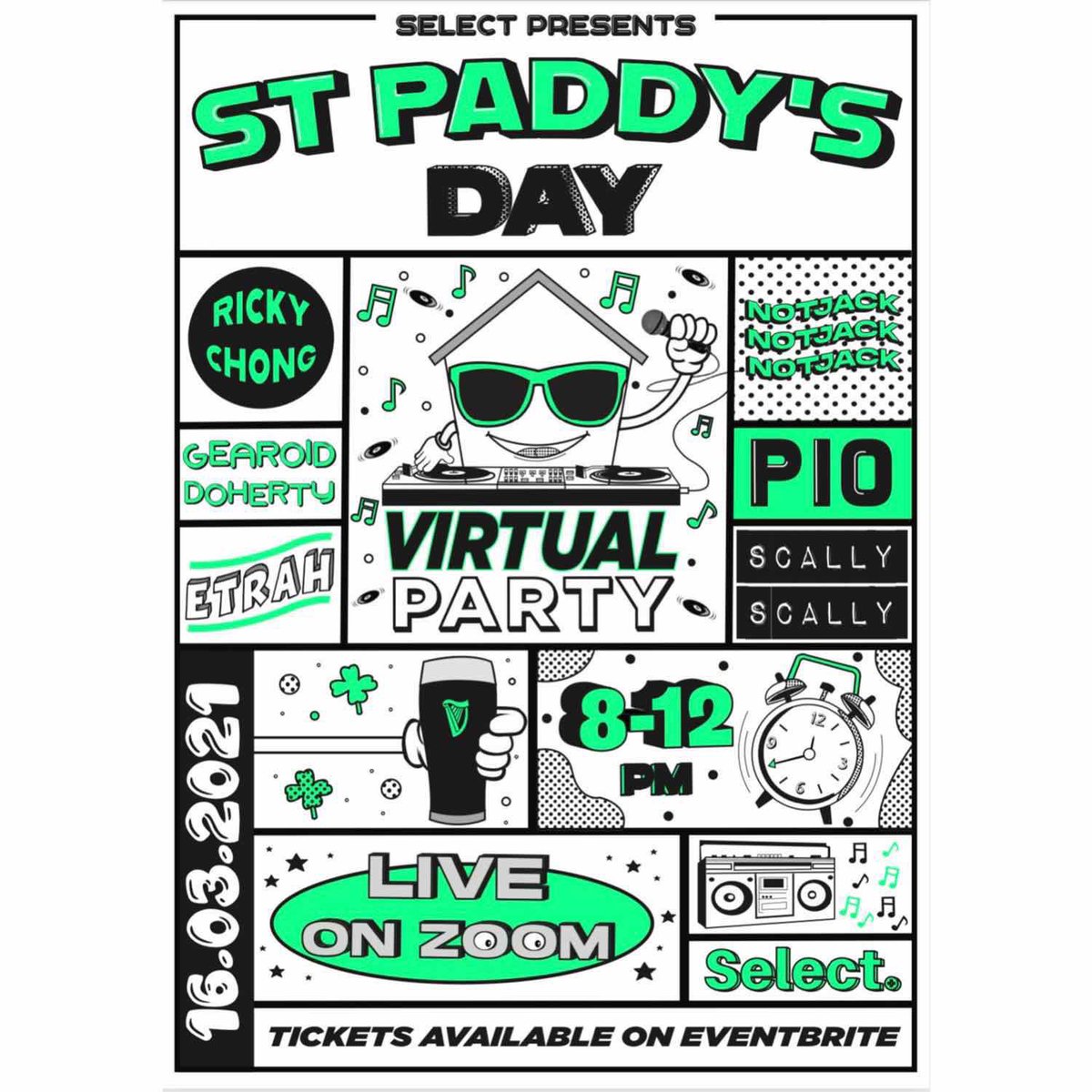 Paddy’s Eve Virtual Party w/ <a href="/selectsligo/">Select.</a> &amp; Faint DJs. 

We’ve got a wide selection of club ready music coming your way. Register to watch through the link: 

eventbrite.com/e/selects-padd…

#sligo #select #faint #dj #livestream #ireland