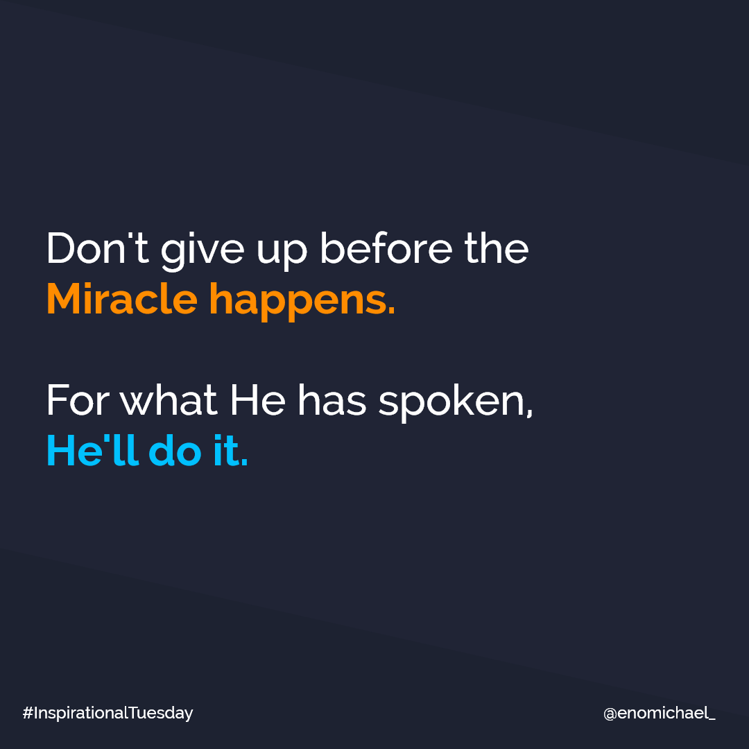 enomichael_'s tweet image. "My words do not return to me void" - Isaiah 55:11
Keep MARCHing forward

#InspirationalTuesday #MySetTime #Linkonmybio