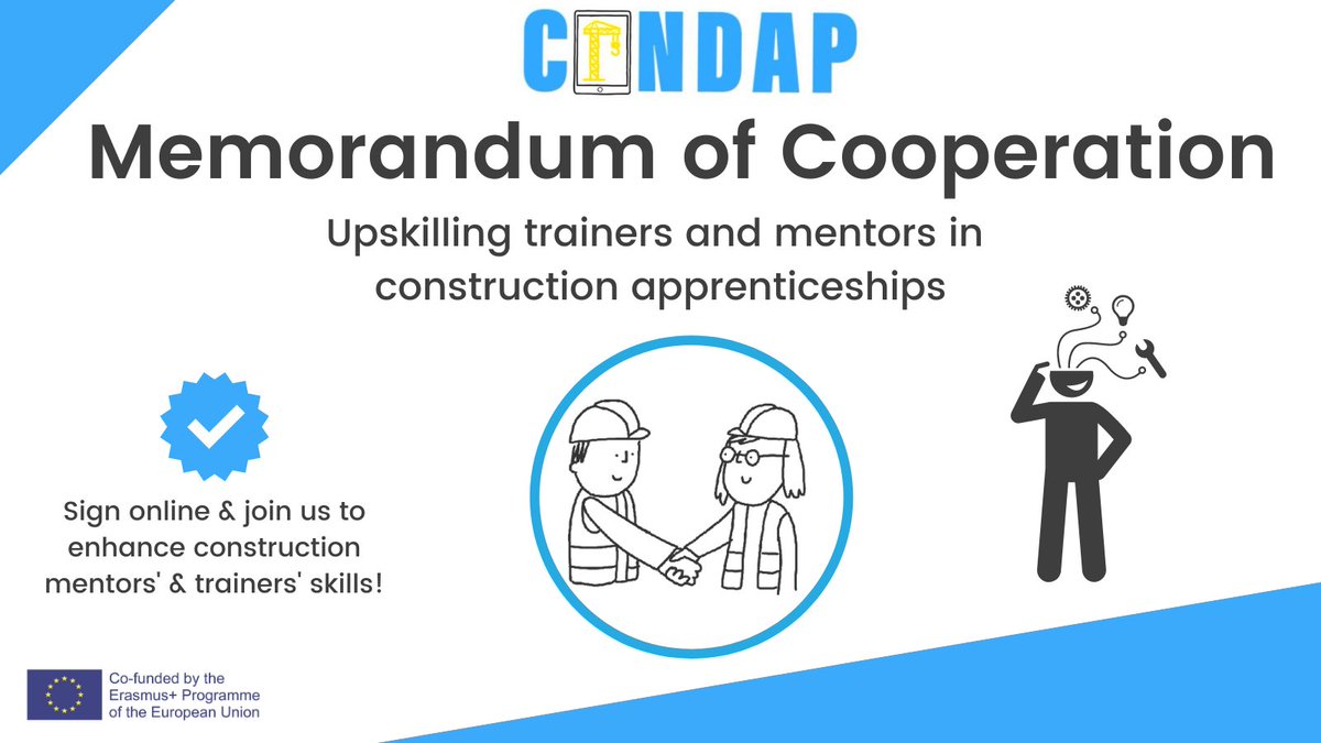 EBC_SMEs's tweet image. The @CondapProject Memorandum of Cooperation has been officially launched!🚀

Sign it online &amp;amp; join our community supporting the #skills development of trainers &amp;amp; mentors involved in #construction #apprenticeships 👷🏾👷‍♀️

📝To sign: cutt.ly/ulBQm5e