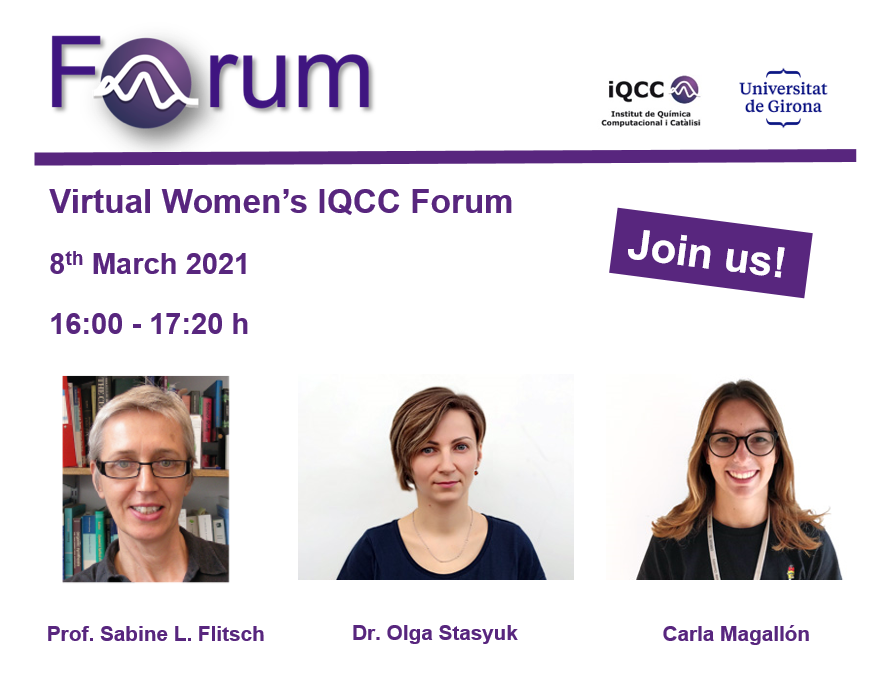 IQCC UdG (@iqccudg) on Twitter photo International Women’s Day at IQCC – Virtual Women’s IQCC Forum
March 8, 16.00h (CET)
With <a href="/FlitschSabine/">Sabine Flitsch</a>, Olga Stasyuk and <a href="/CarlaMagallon29/">Carla Magallon Gubau 🎗</a>
iqcc.udg.edu/wordpress/2021… International Women’s Day at IQCC – Virtual Women’s IQCC Forum
March 8, 16.00h (CET)
With <a href="/FlitschSabine/">Sabine Flitsch</a>, Olga Stasyuk and <a href="/CarlaMagallon29/">Carla Magallon Gubau 🎗</a>
iqcc.udg.edu/wordpress/2021…
